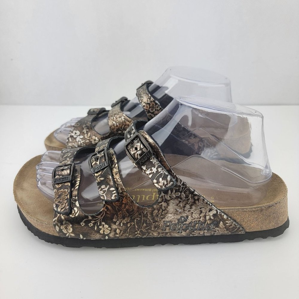 Birkenstock Papillo Womens Size 6 Copper Floral Butterfly Buckle Slide Leather S